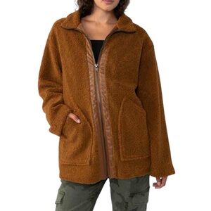NWT Sanctuary City Zip-Front Faux Shearling Jacket Faux Leather High Pile XS